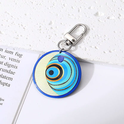 Women Retro Bohemian Round Devil Eye Keychain Set