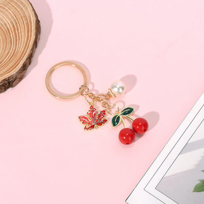 Fashion Red Cherry Fruit Key Chain