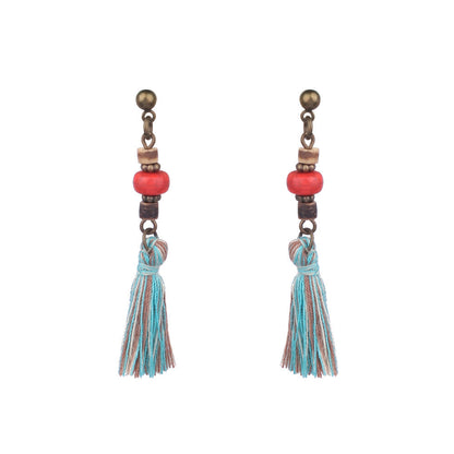 Boucles d'oreilles à pompons créatives de style ethnique bohème rétro