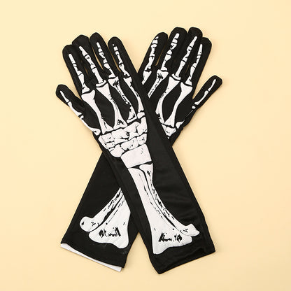 Halloween Print Skull Gloves Prom Party Props