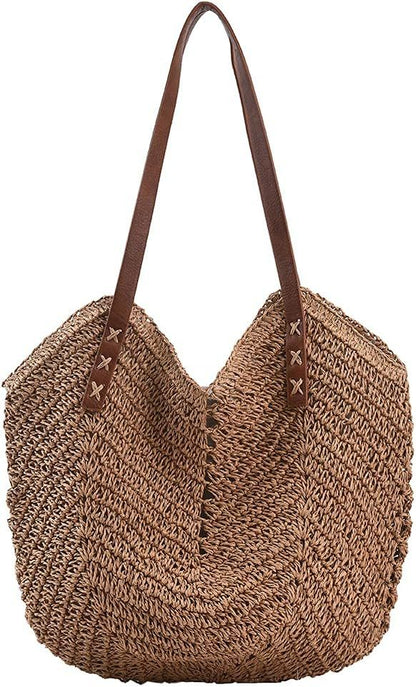 Women Fashion Casual Straw Woven Large Tote Bag