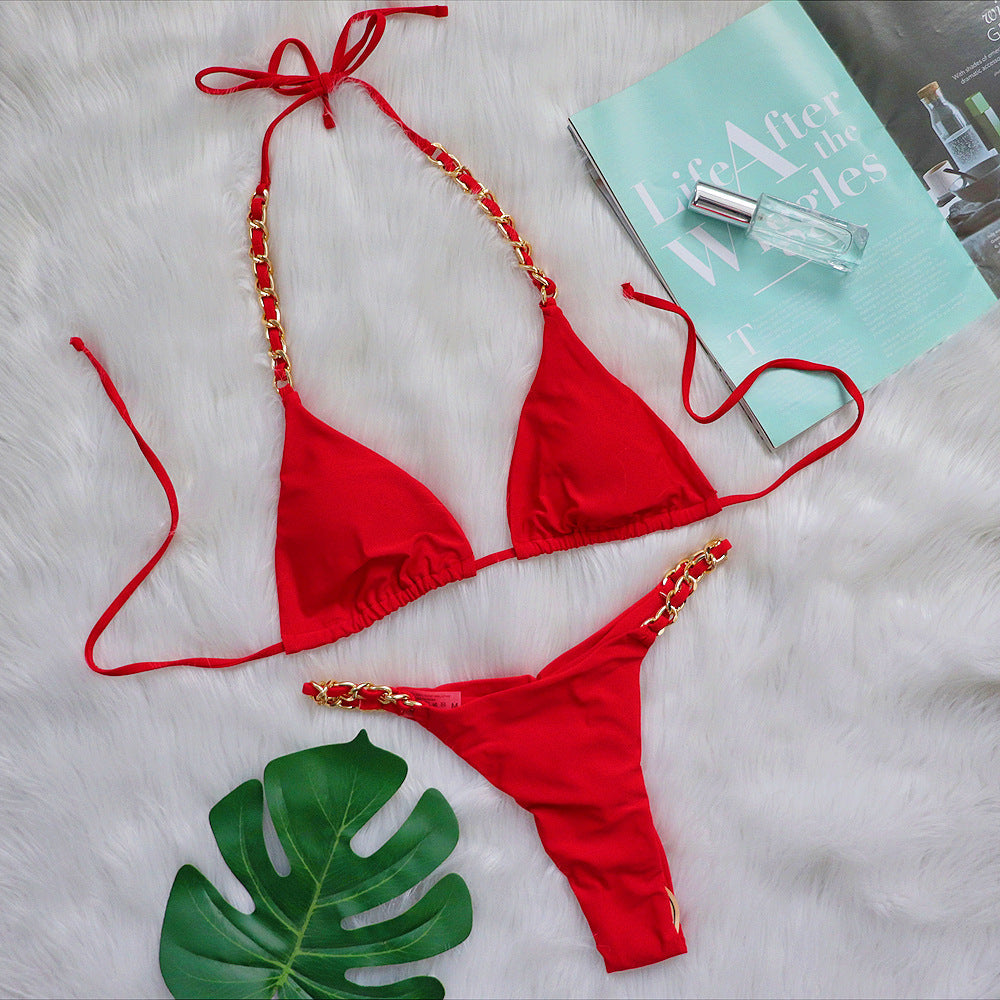Traje de baño de bikini de tanga sexy para mujer - Tejido de nailon
