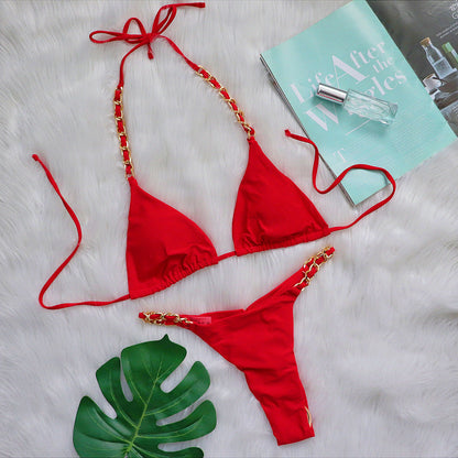 Traje de baño de bikini de tanga sexy para mujer - Tejido de nailon