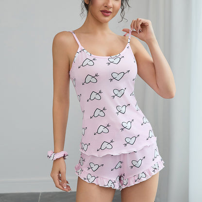 Conjunto de pijama sexy con tirantes finos y pantalones cortos para mujer
