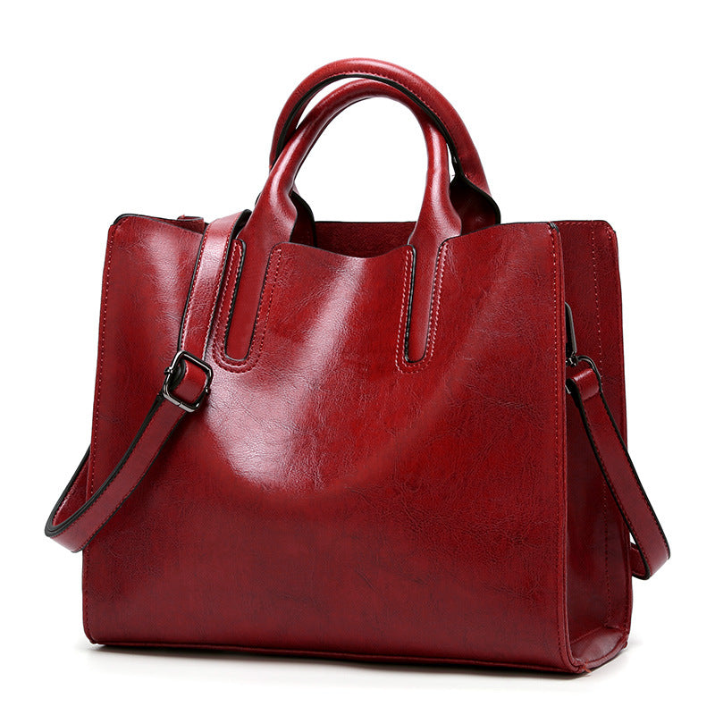 Women Simple Portable Square Leather Handbag