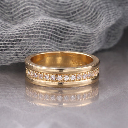 Anillo de aleación de circón simple para mujer, estilo geométrico unisex