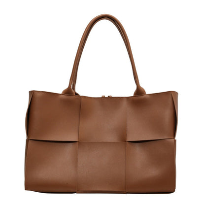 Bolso tote grande retro de PU tejido para mujer