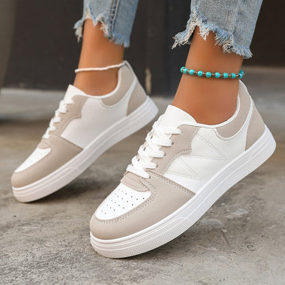 Zapatillas informales transpirables con contraste para mujer - Zapatos de punta plana