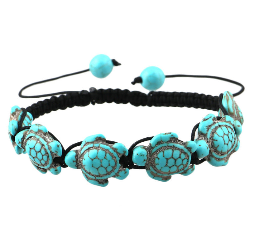 Bohemian Green Turquoise Turtle Design Bracelet