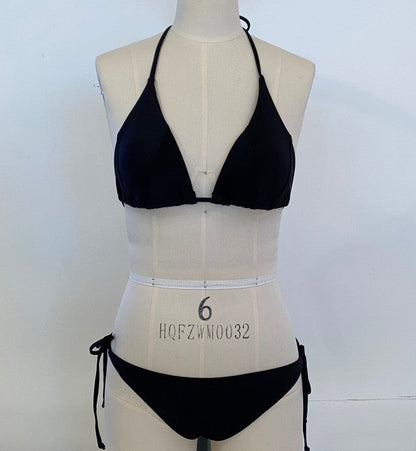 Maillot de bain bikini dos nu sexy et simple pour femme, couleur unie