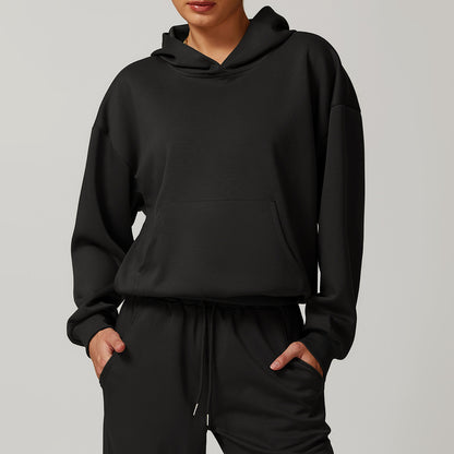 Sudadera con capucha de manga larga de color liso informal a la moda para mujer