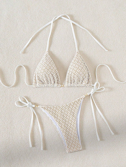 Maillot de bain bikini dos nu imprimé sexy pour femme