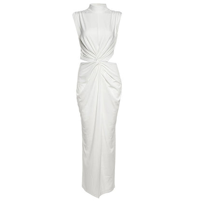 Women Fashion Sexy Solid Color Irregular Hollow-Out Dress