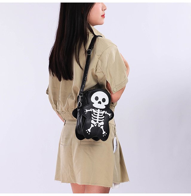 Bolso de hombro con estampado de calaveras, creativo y gótico de Halloween