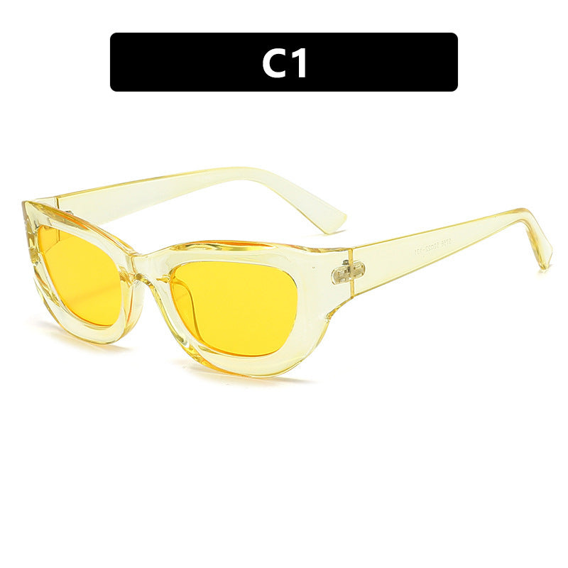 Gafas de sol estilo gato, anti-UV, de color sólido, a la moda para mujer