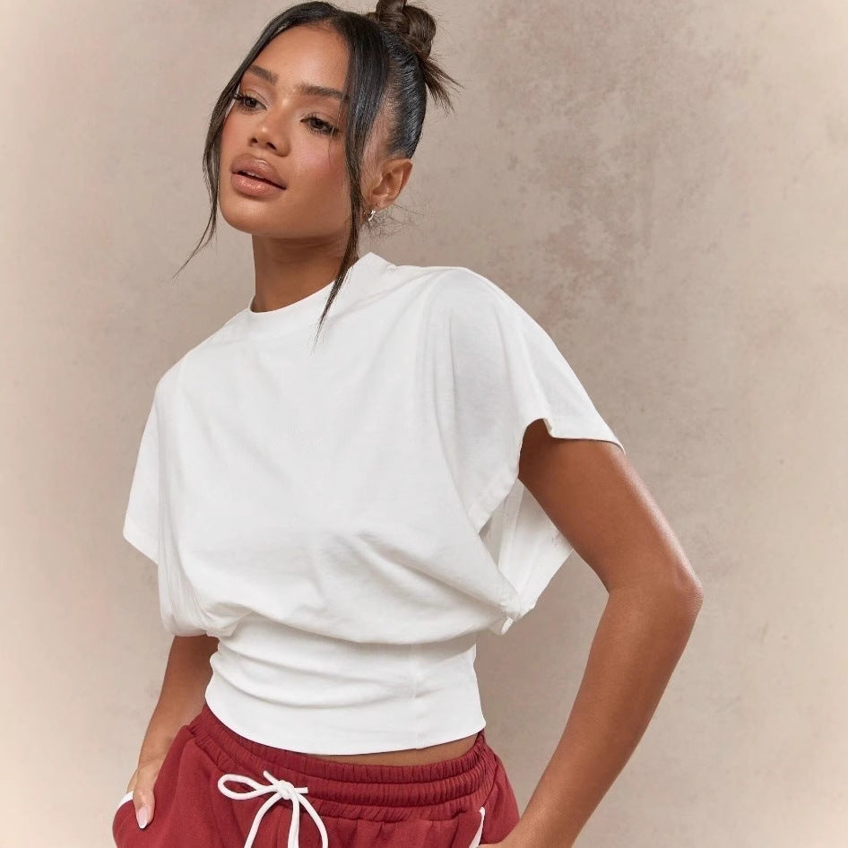 Women Fashion Casual Solid Color Short-Sleeve T-Shirt