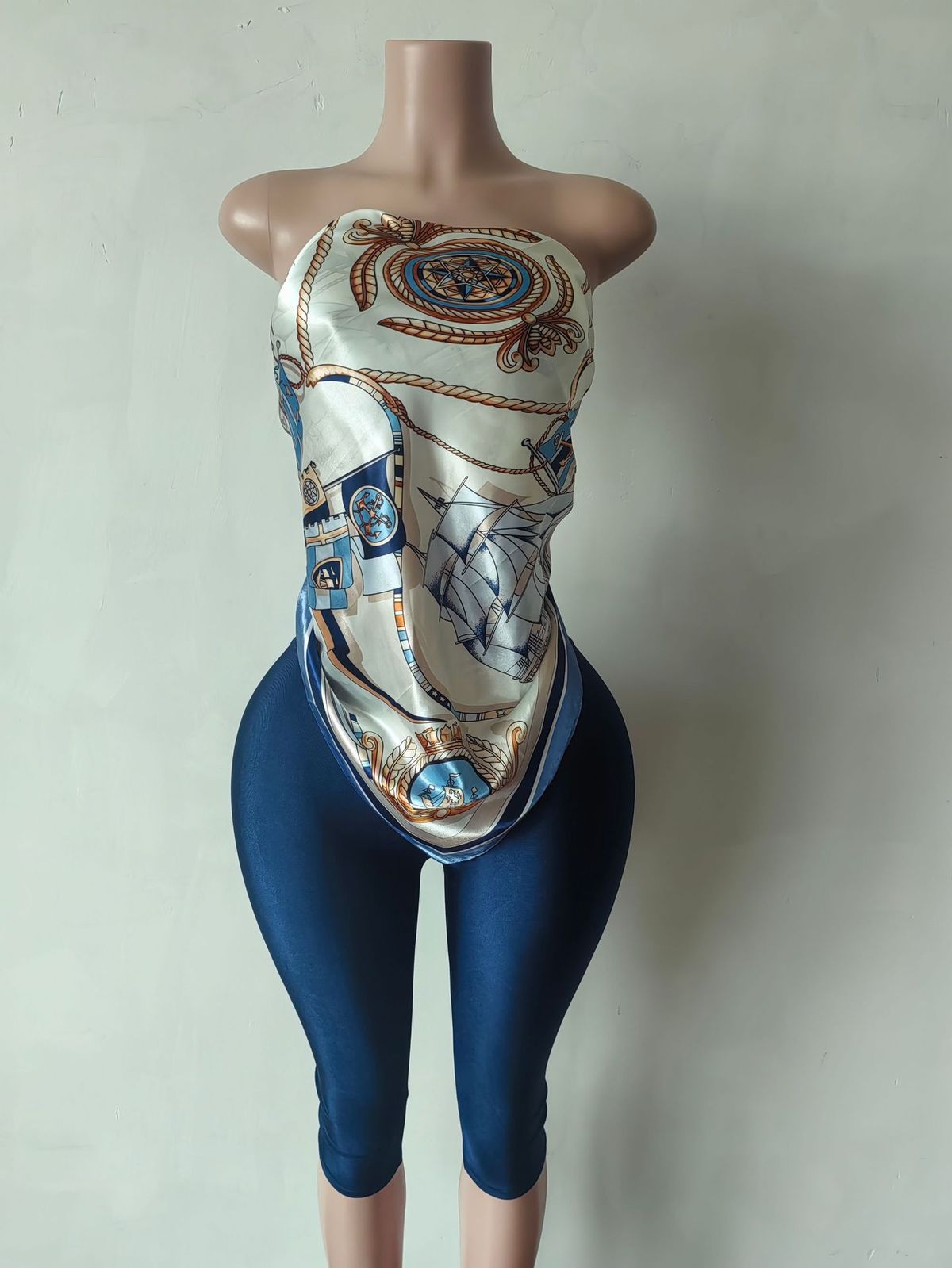 Women Fashion Sexy Printed Tube Top and Tight Pants Set