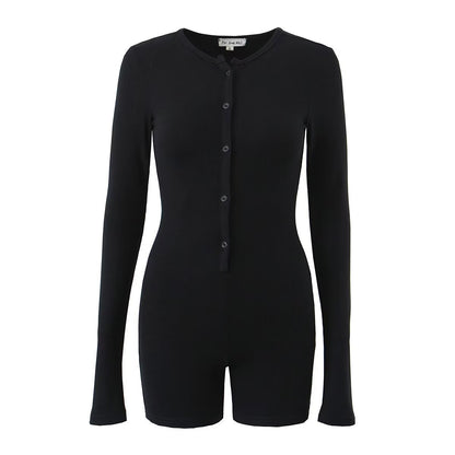 Women Yoga Solid Color Long Sleeve Sports Rompers