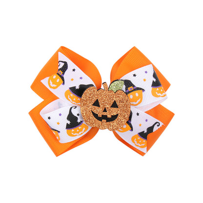 Children Kids Baby Halloween Pumpkin Bowknot Hair Clip