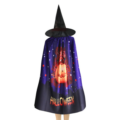 Halloween Digital Printing Pumpkin Ghost Pattern Cloak