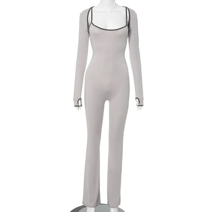 Ensemble de combinaison caraco sans manches à col carré et simple pour femme