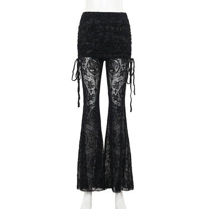 Women Fashion Sexy Gothic Perspective Cross Pants