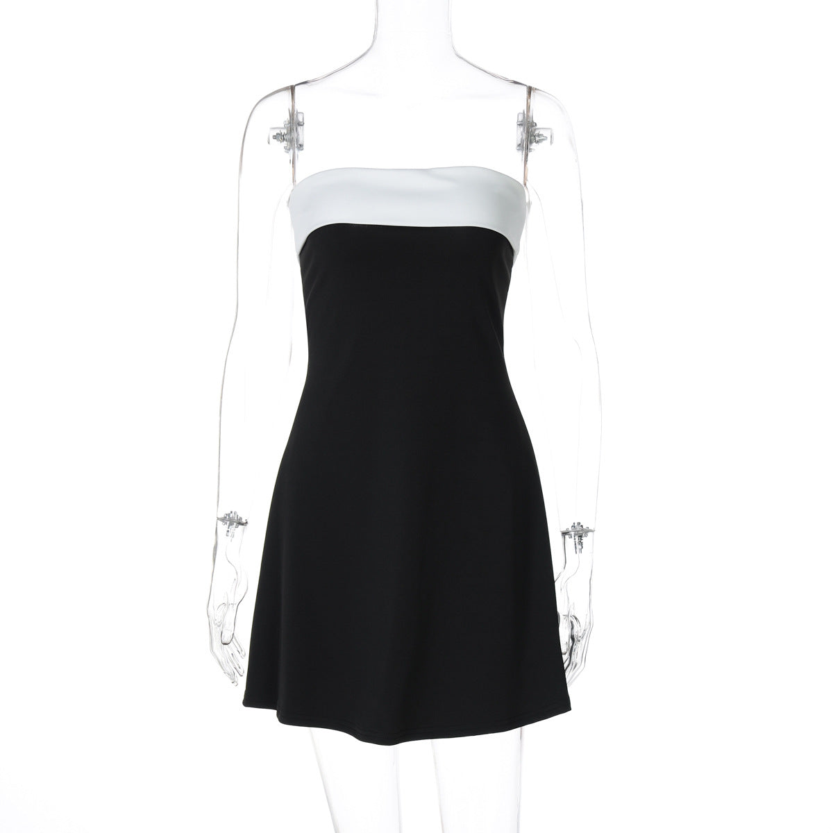 Vestido ajustado con top de tubo y colores contrastantes a la moda para mujer