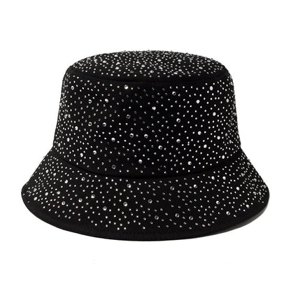 Women Simple Fashion Rhinestone Sunshade Bucket Hats