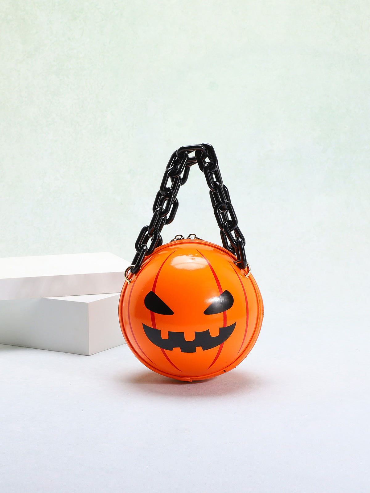 Bolso bandolera de acrílico con diseño de calabaza y diablo para Halloween, creativo y moderno.