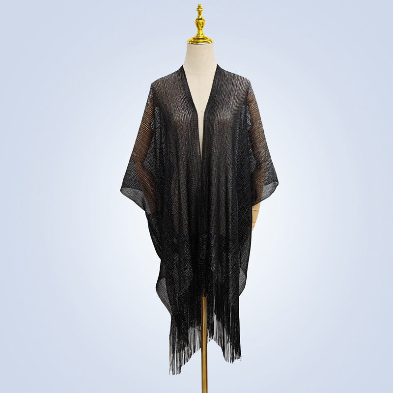 Summer Women's Fashion Solid Color Tassel Cardigan