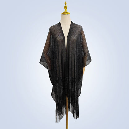 Summer Women's Fashion Solid Color Tassel Cardigan