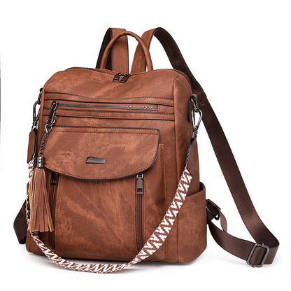 Women Casual Fashion Zipper Backpack in PU Material