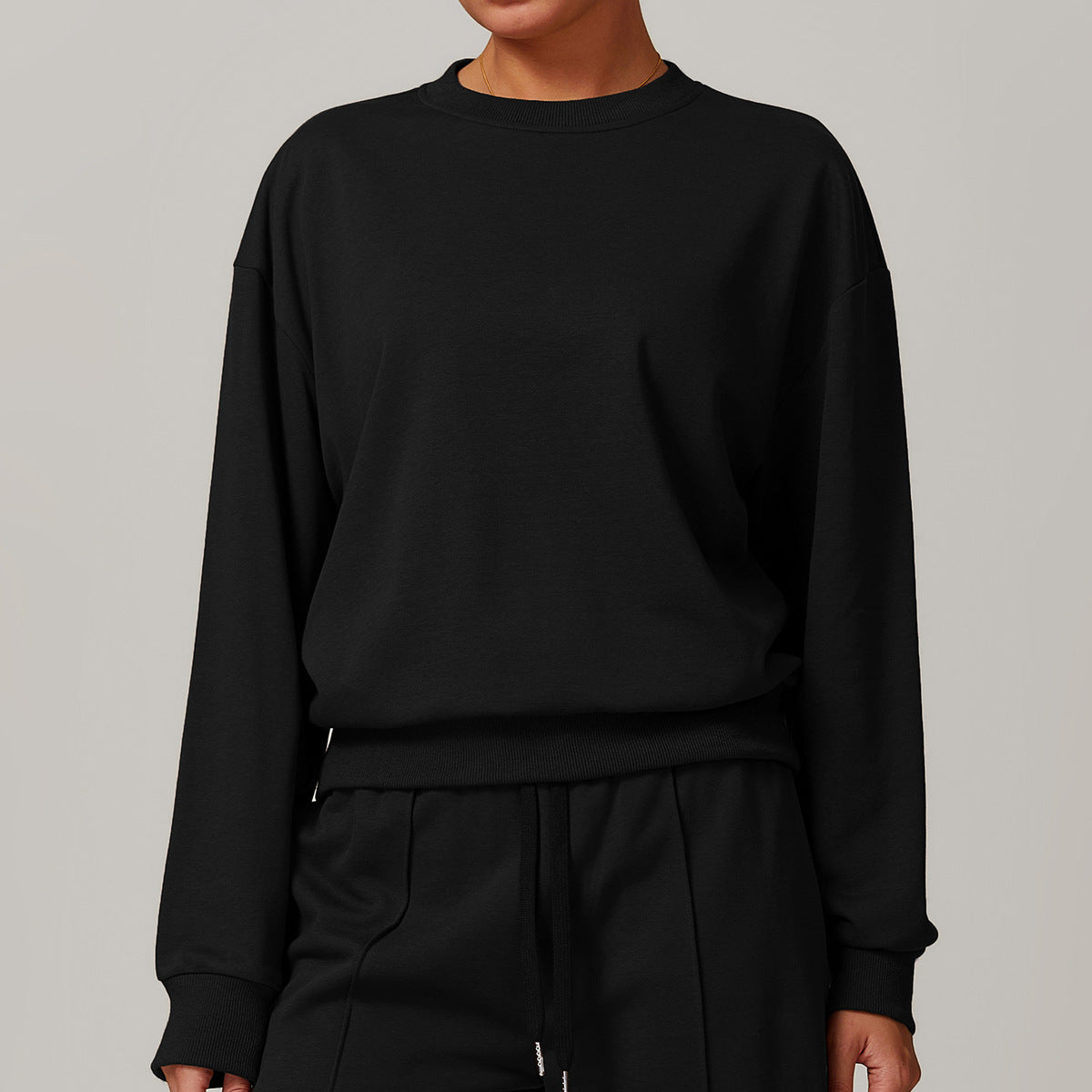 Women Fashion Casual Solid Color Long-Sleeve Sweatshirt