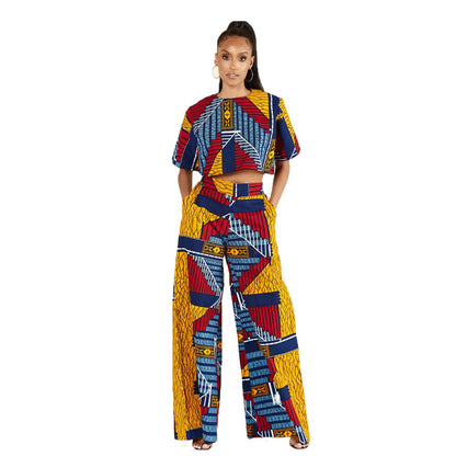 Women Fashion Casual Geometric Printed T-Shirt Pants
