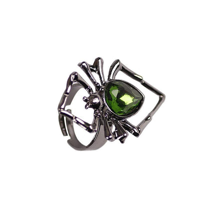 Halloween Women Fashion Vintage Hollow Gem Spider Ring