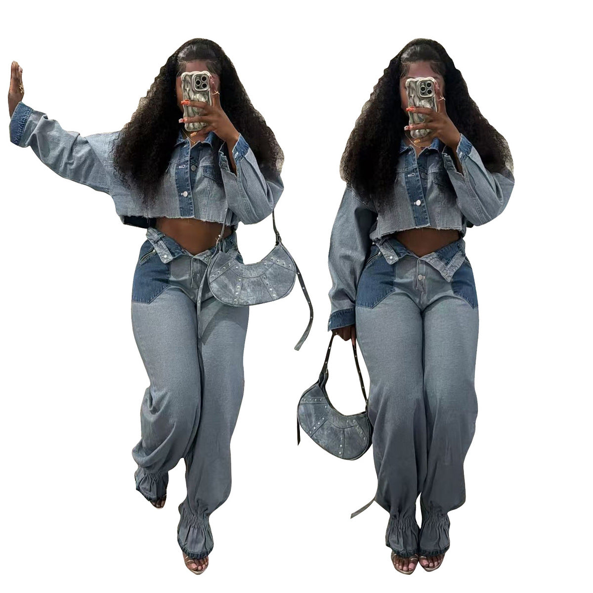 Women Fashion Color Denim Set for a Stylish Look