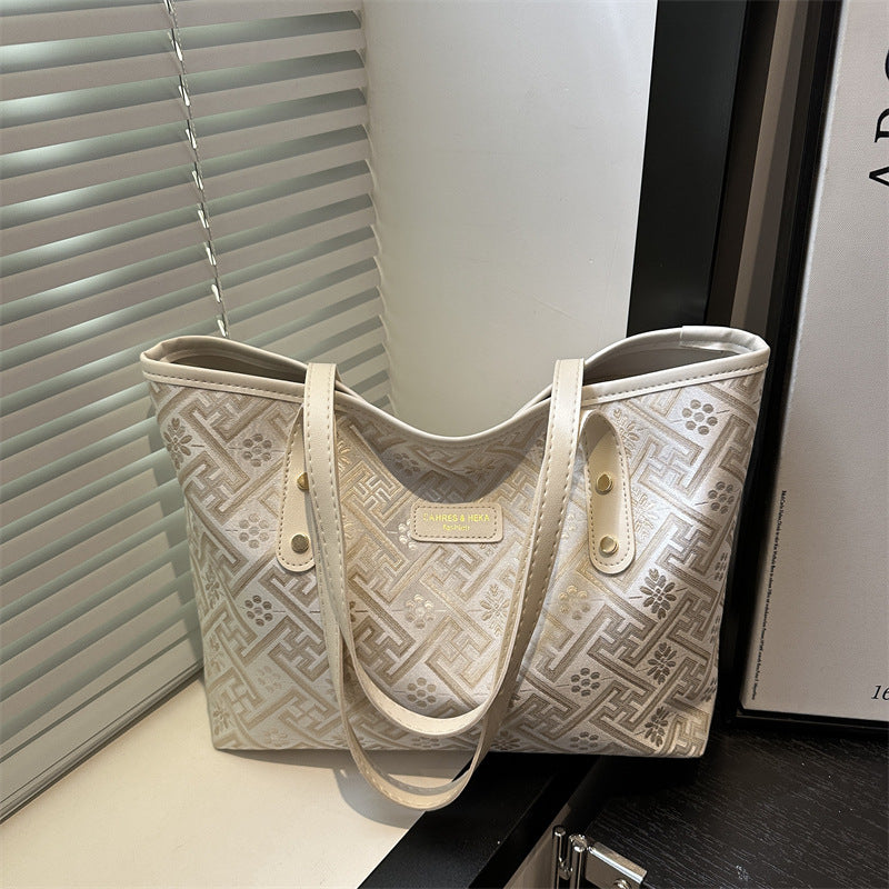 Bolso de mano de PU de gran capacidad con estampado informal a la moda para mujer