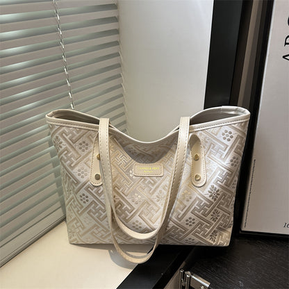 Bolso de mano de PU de gran capacidad con estampado informal a la moda para mujer