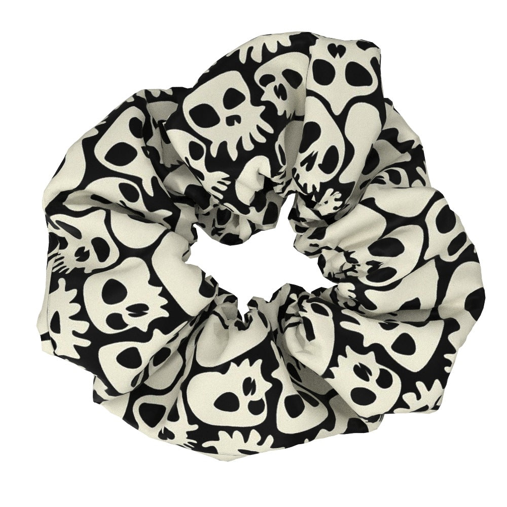 Anillo para el cabello con calavera blanca y negra de Halloween