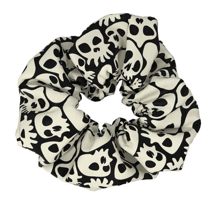 Anillo para el cabello con calavera blanca y negra de Halloween