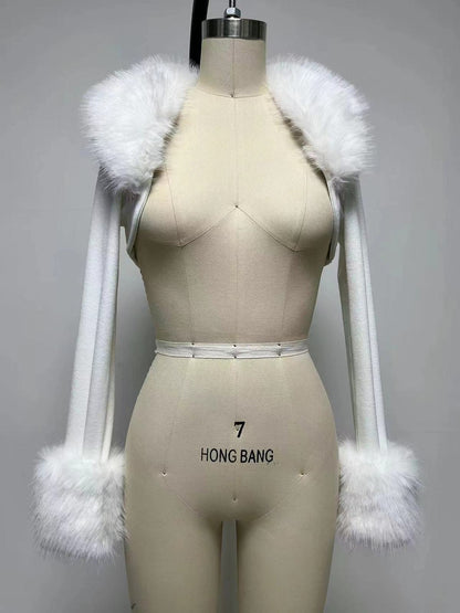 Women Fashion Plush Long Sleeve Crop Cardigan