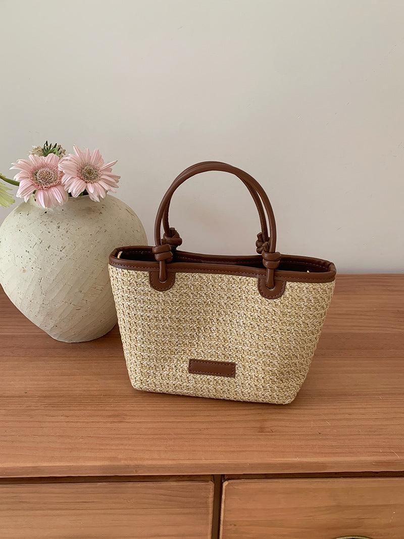 Bolso de paja tejido de verano para mujer con múltiples correas