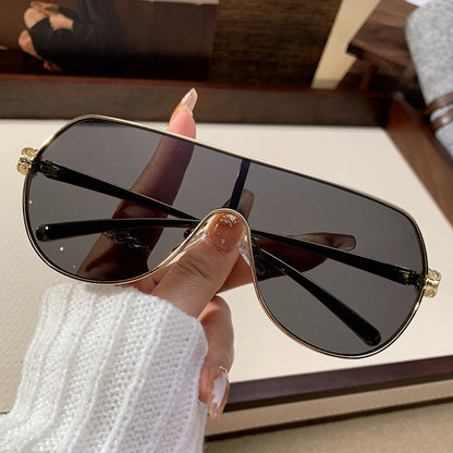 Fashion One-Frame Sunglasses - Trendy Metal Goggles