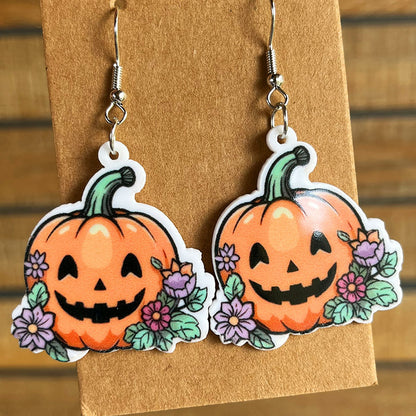 Pendientes de Halloween con forma de calabaza, fantasma y murciélago para mujer