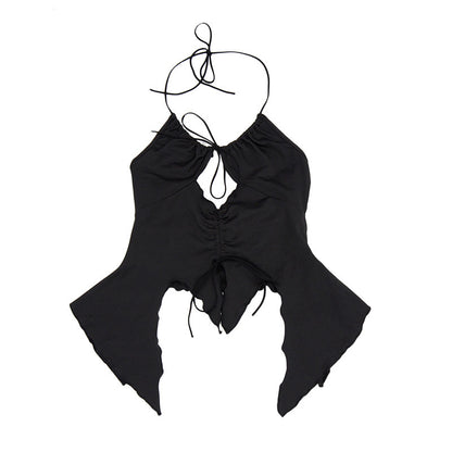 Summer Women Solid Color Slim-Fit Ruffled Camisole