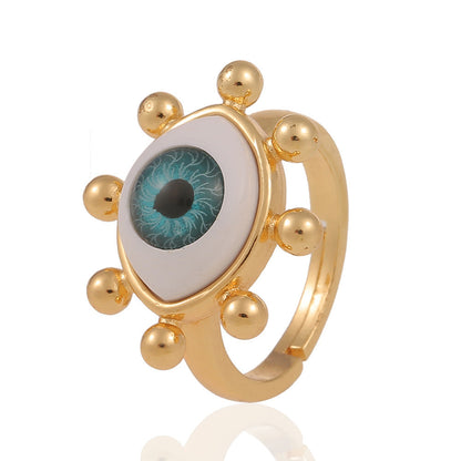 Anillos creativos de moda con diseño de ojo malvado bañados en cobre para mujer