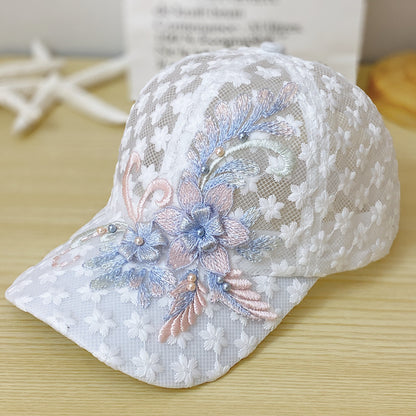 Casquette élégante en maille fine et dentelle pour femme