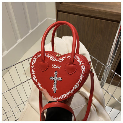 Studded Gothic Punk Heart Shoulder Bag