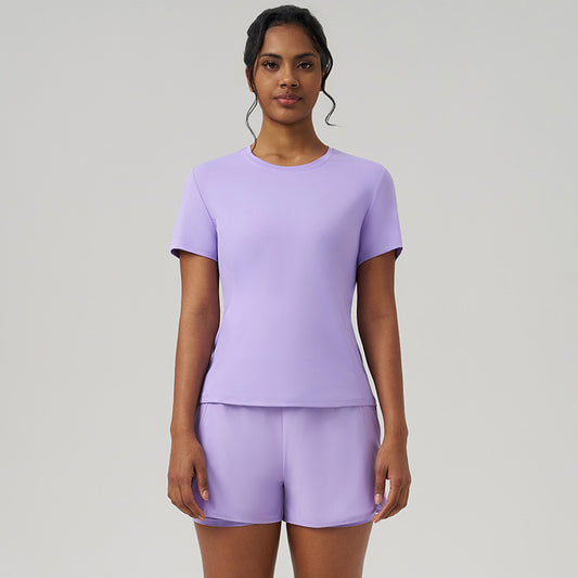 Conjunto informal de dos piezas de color liso y secado rápido para mujer