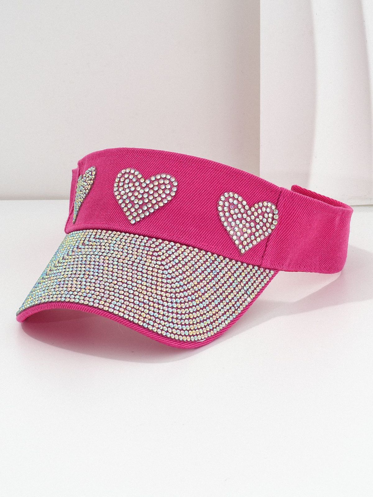 Gorra de béisbol para pareja con diamantes de imitación en forma de corazón